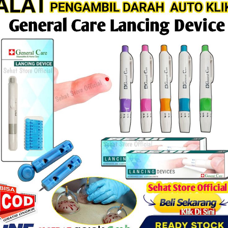 Super Kualitas  Alat Pengambil Darah General Care Lancing Device Pen Bekam Auto Klik Pena Untuk Cek 