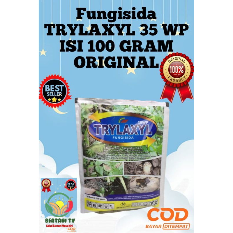 Fungisida Trylaxyl 35WP kmsn 100gr, Fungisida sistemik bahan metalaksil 35 wp untuk mengatasi hawar 