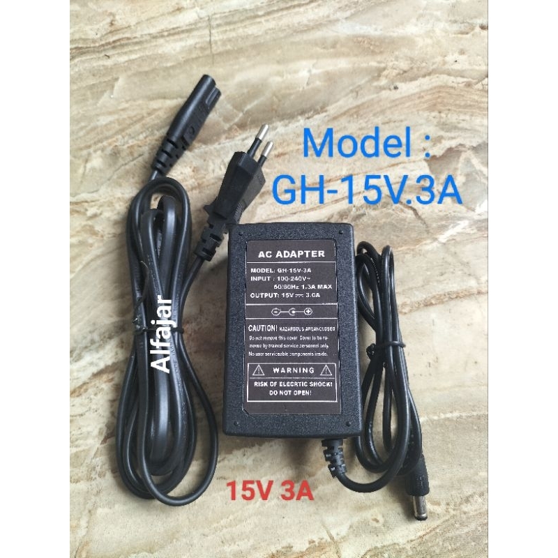AC Adapter 15V 3A Model : GH-15V.3A