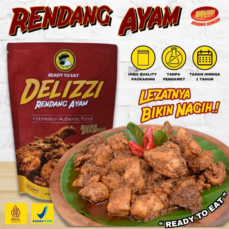 

Rendang Daging Ayam Delizzi 200g Tanpa Pengawet, Halal, BPOM - Food, Makanan instan