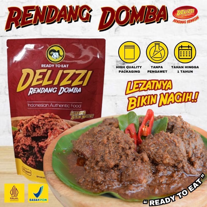 

Rendang Daging Domba Delizzi 200g Tanpa Pengawet, Halal, BPOM - Food, Makanan instan