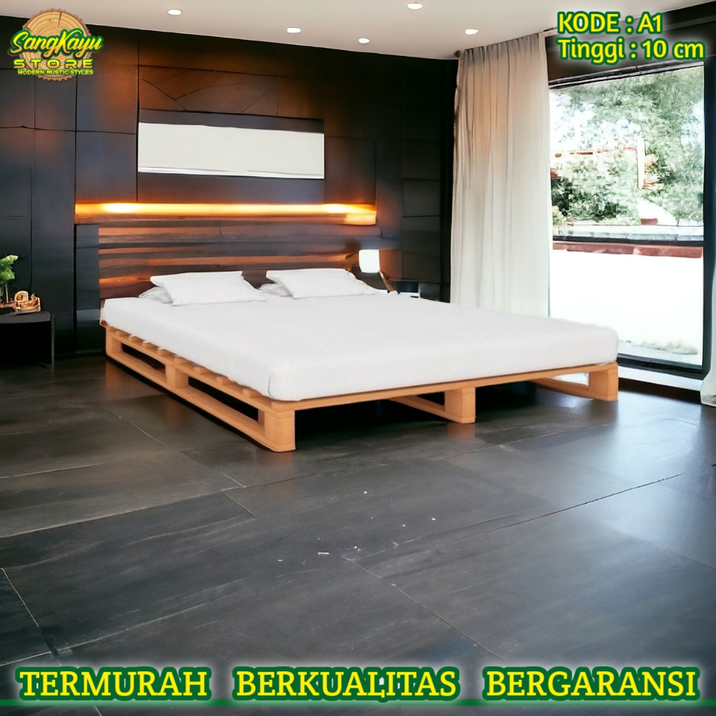 Tempat tidur kayu minimalis dipan divan alas matras kasur spring bed 04