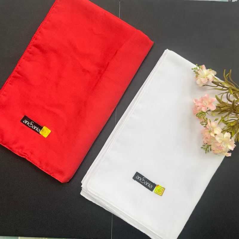Hijab Voal Merah Putih | Hijab Segi Empat Voal Premium