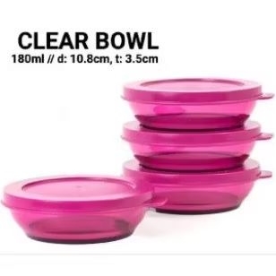 Tupperware Clear Bowl 180ml / 290ml 1pc ecer Satuan toples kue bening cantik wadah cemilan coklat ku