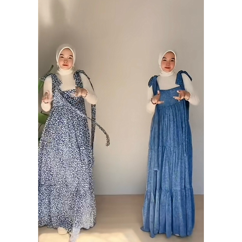 MAEZULA BAHAN Crinkle mewah dress wanita simple elegant