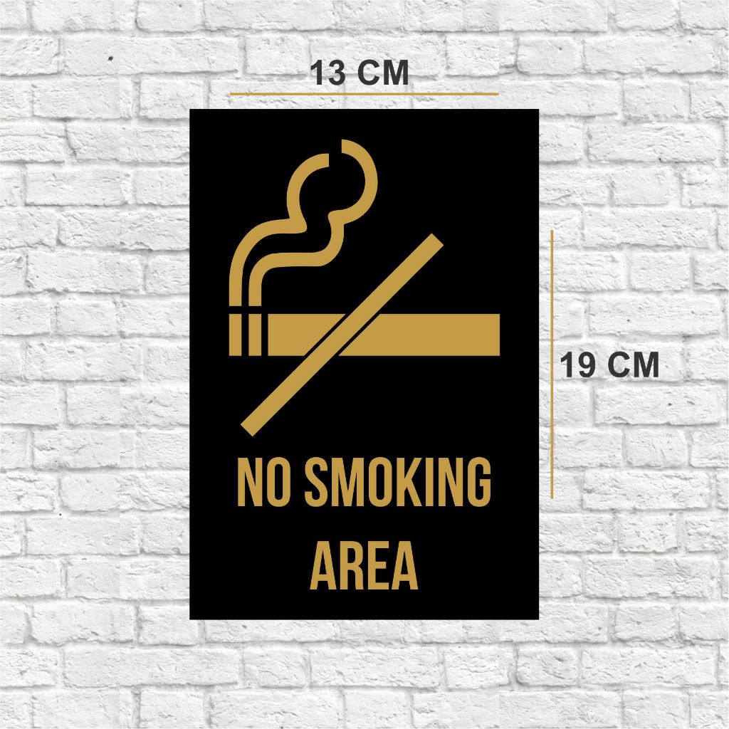 No Smoking Akrilik Sign Tempel Hitam Ukuran 13 x 19 cm - Rumah / Kantor / Cafe (NSH-02)