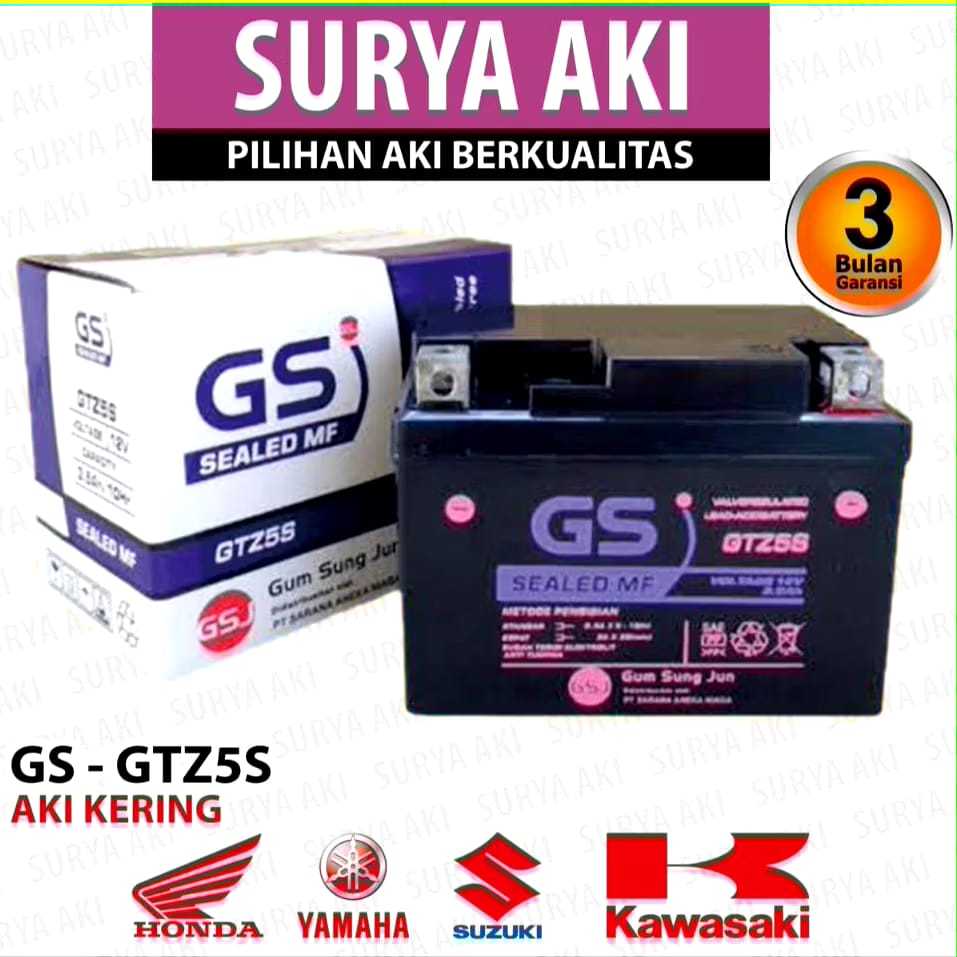Aki Kering GTZ5S 5AH Motor Spin Skywave Skydrive Nex Arasi Beat Fi/Karbu