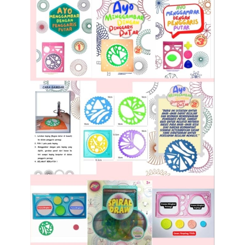 

Paket Promosi untuk Sekolah, isi 6 set Penggaris Putar. serupa Spirograph. Menggambar Kurva Hypotrochoid.