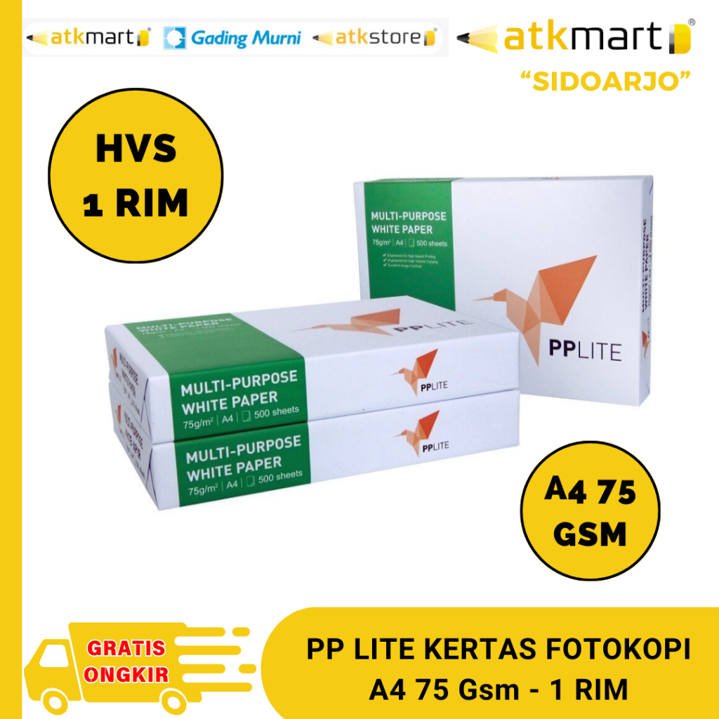 

(Bisa instant) PP Lite Kertas HVS A4 75 gsm - 1 rim 500 lembar