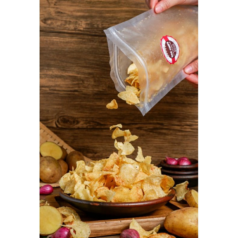 

Keripik Kentang Aslii 100% Kemasan Pouch Varian Asin