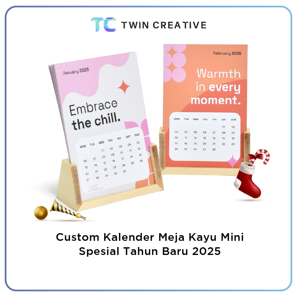 

Kalender Meja Kayu Mini Spesial Tahun Baru 2025 Souvenir & Dekorasi Meja Kerja Estetik - Custom Desain Kalender Kayu Mini