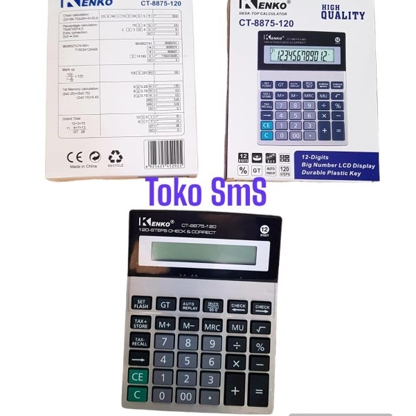 

KALKULATOR MEJA DESK TOP CALCULATOR 12 DIGITS WIDE DISPLAY KENKO CT-8875-120 MURAH