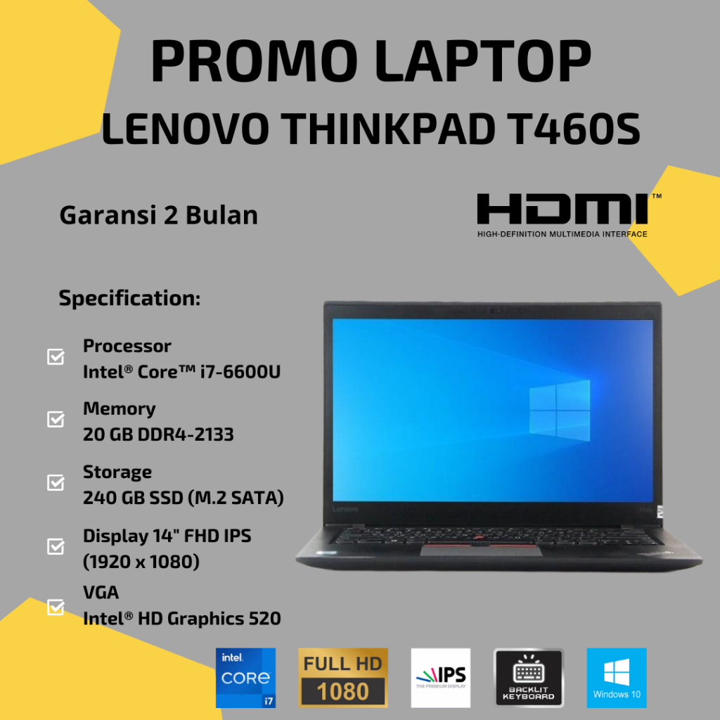 Laptop dengan Layar Sentuh, Lebih Interaktif / Intel Core i7 6th Gen / 20GB RAM / 240GB SSD / Window