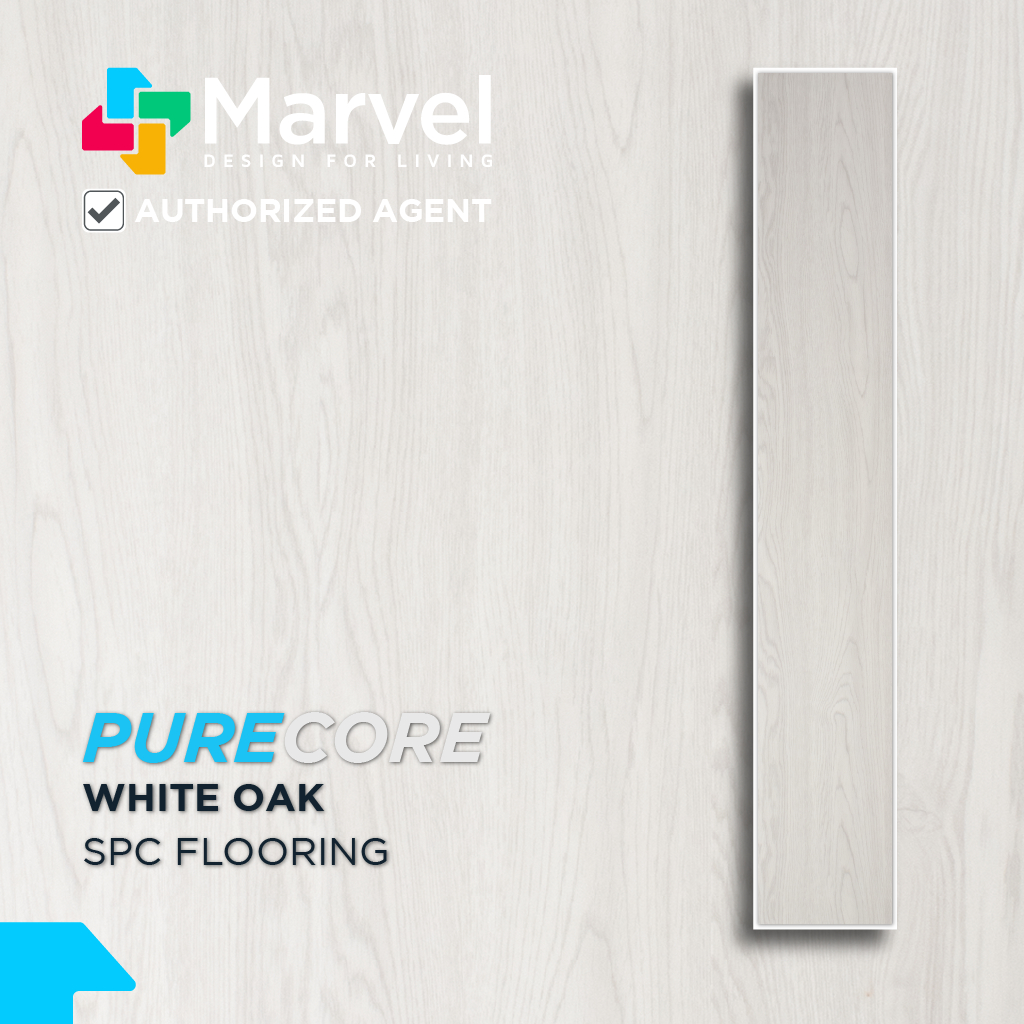 Marvel SPC 5mm Lantai motif kayu abu abu White Oak per box