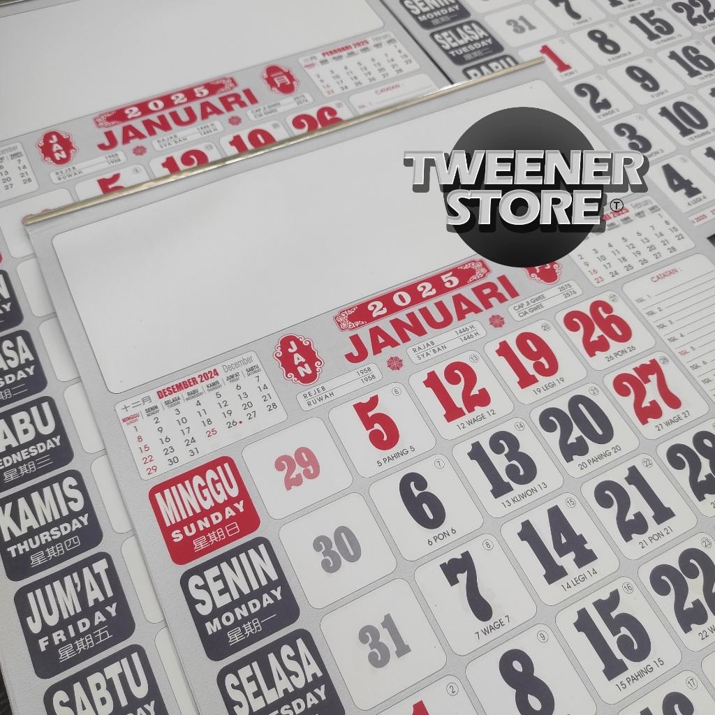 

(TERBARU 2025) Kalender Dinding 2025 POLOS BESAR 38x53cm