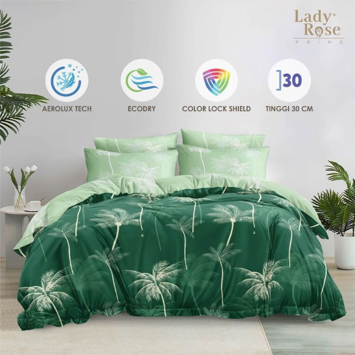 5in1 Full Set Bedcover Lady Rose 3D Tinggi 30cm Rumbai King 200x200 180x200 Queen 160x200 Motif aqui