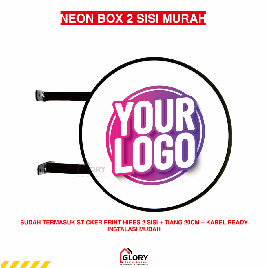 Neon Box 2 Sisi Bulat Terang Berkualitas Outdoor Awet Murah