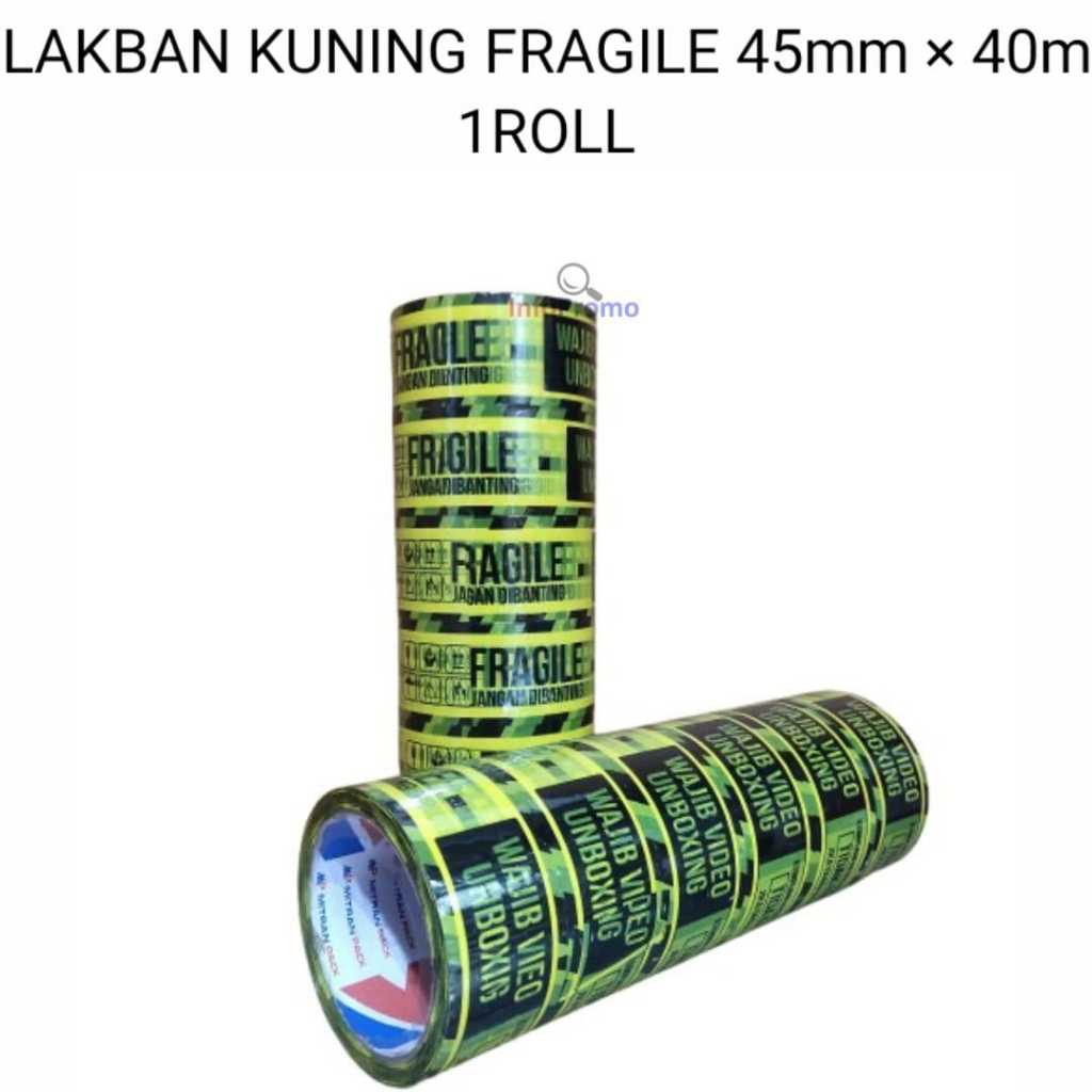 

Lakban Kuning Printing Fragile Jangan di Banting dan video unboxing 45mm x 40 meter Full per Roll (isi 6 Pcs) Mitra Pack