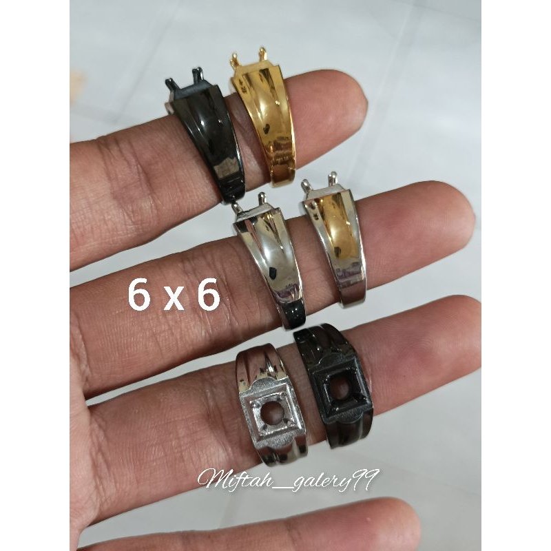 Ring emban titanium super 6x6 gigi bulat