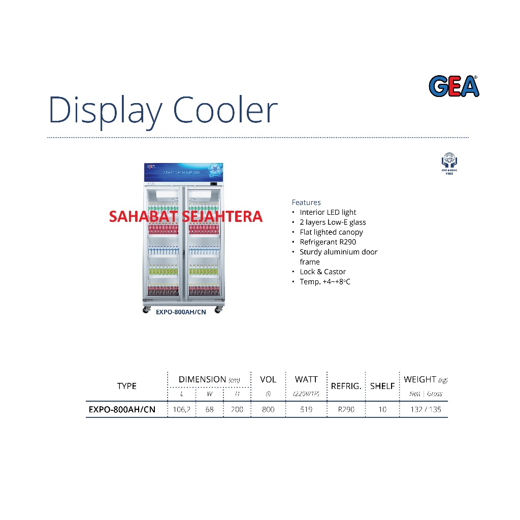 GEA Display Cooler EXPO-800AH/CN Kulkas Showcase 2 Pintu