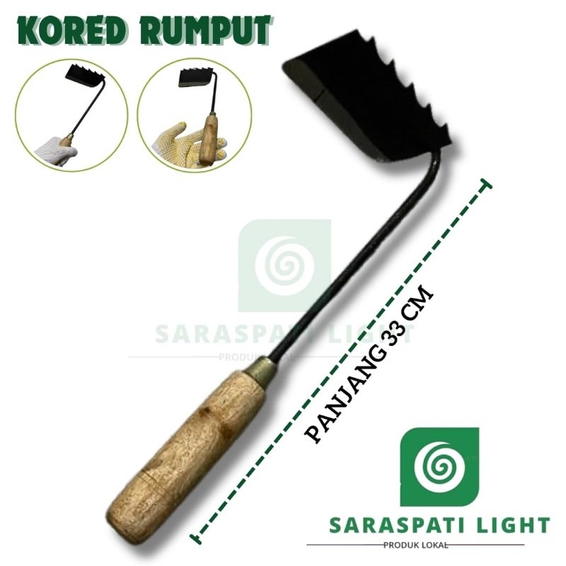 Alat Kored Rumput Joss kored sampah bahan besi gagang mahoni Finishing Halus