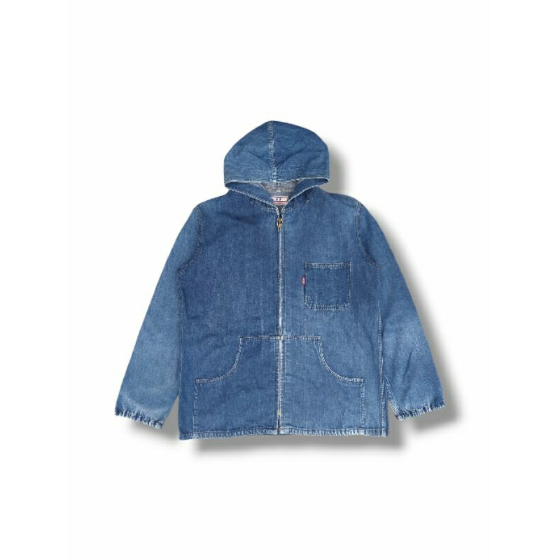 Zipper hoodie denim jacket edwin