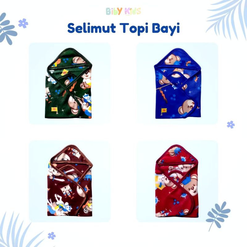 SELIMUT BAYI BARU LAHIR KARAKTER DENGAN TOPI - COCOK UNTUK KADO LAHIR