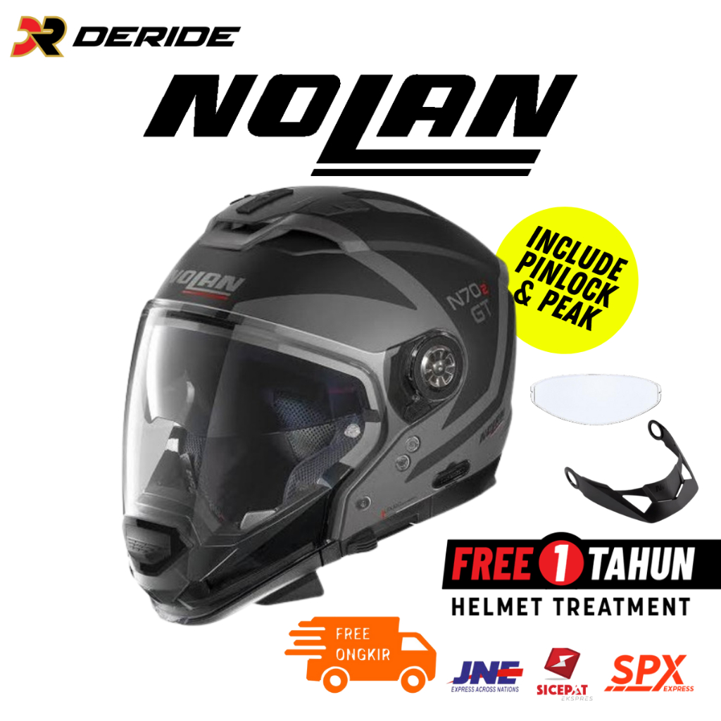 Nolan N70-2 GT Glaring N-Com 046 Flat Grey Helm Crossover Hybrid SNI Original