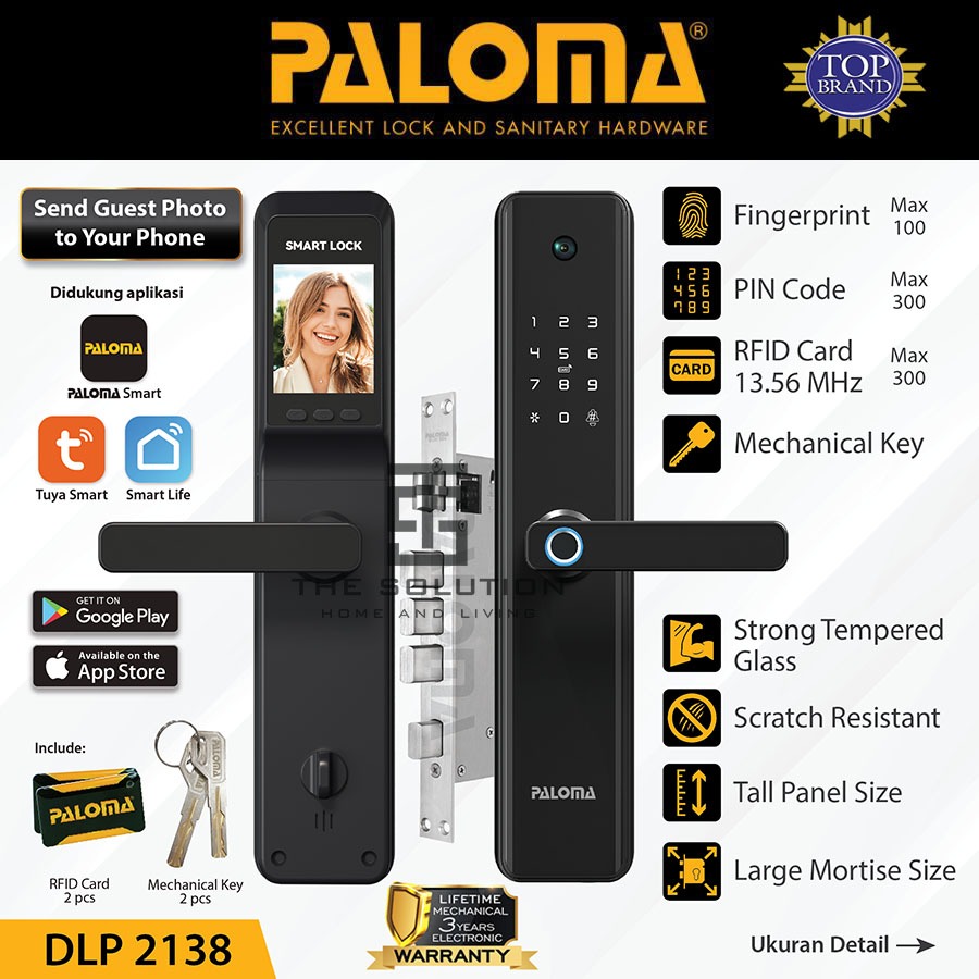Smart Door Lock PALOMA DLP 2138 Gagang Kunci Pintu Kemera Digital Smart Home Wifi