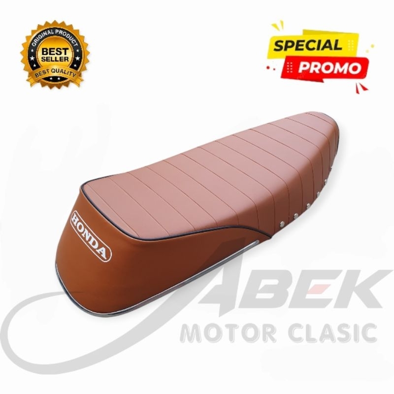 Jok C70 Prahu Kulit Coklat Semi Racing Motor Honda C70