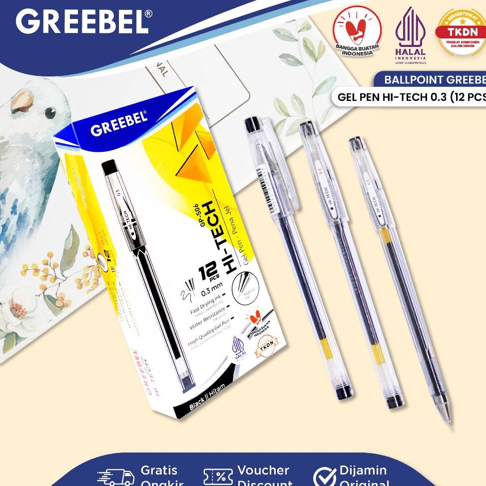 

KODE T68J GREEBEL PULPEN GEL GEL PEN GP56 HITECH 3 12 PCS Tulisan halus Nyaman Digenggam