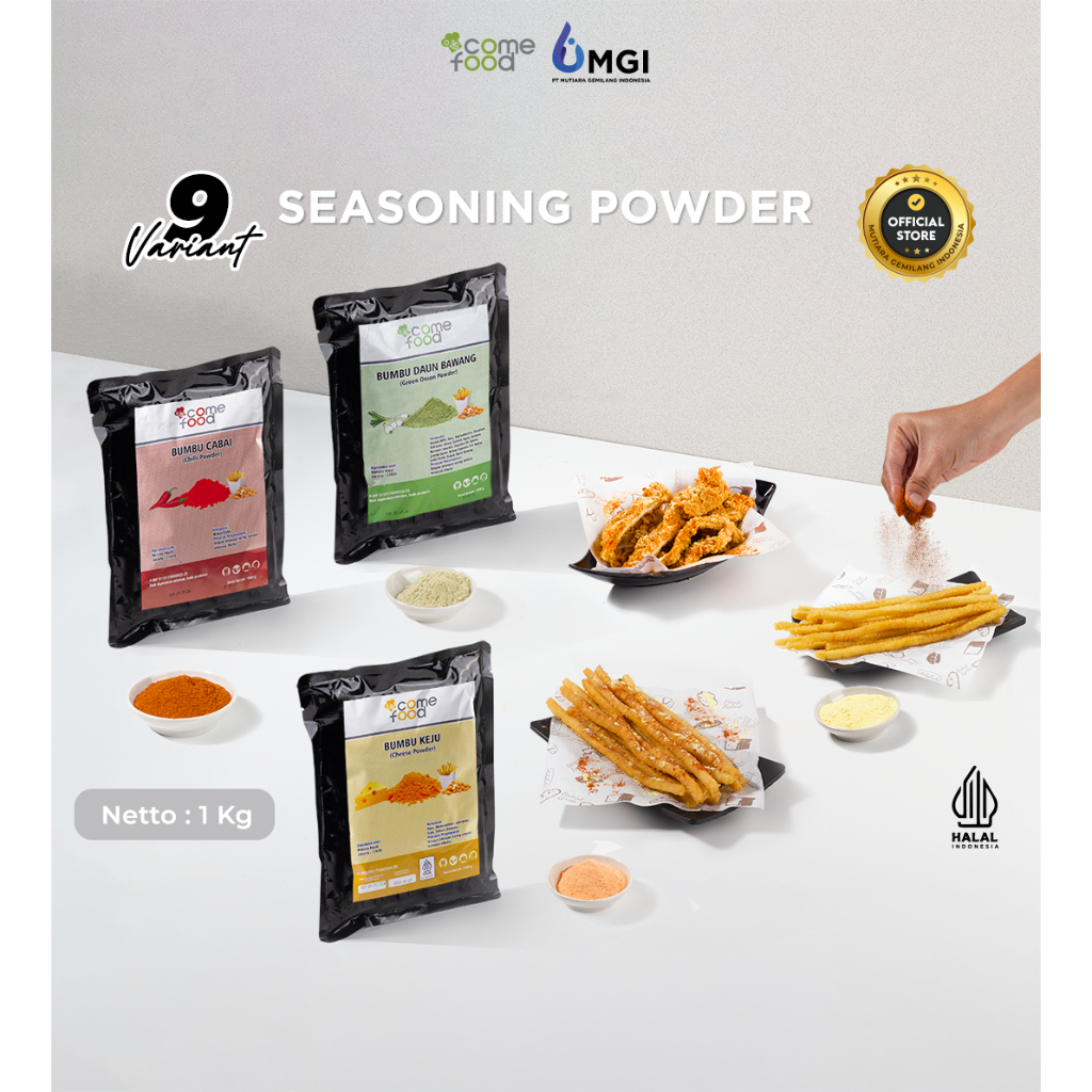 

Comefood Seasoning Powder Bumbu Tabur BBQ Bumbu Snack Cemilan Aneka Rasa Premium Import 1kg