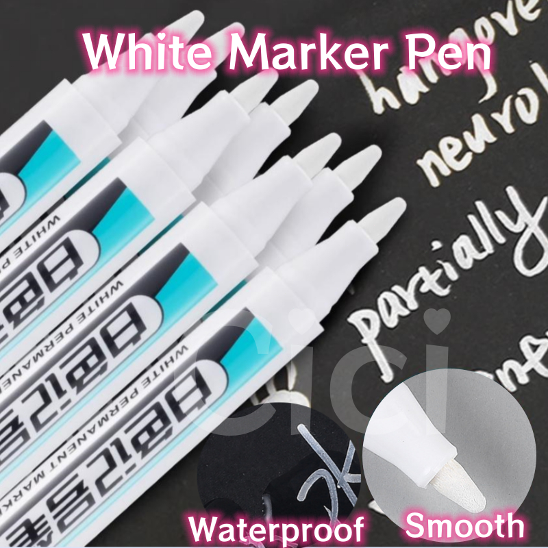 

Delunashop Marker white spidol putih tulis resi Pen Gel Putih Permanen 2.0 mm Anti Air Untuk Menggambar Graffiti DIY refill air spidol putih spidol white