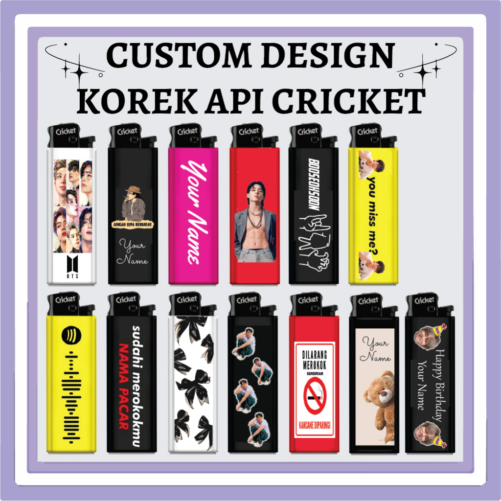 CUSTOM KOREK API MAGNET CRICKET MANCIS LIGHTER SOUVENIR CUSTOM KOREKAPI DESIGN NAMA