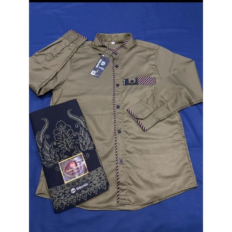 Setelan Koko azzahir dan sarung anak tanggung SD SMP / kado khitan /baju setelan Koko sarung santri 
