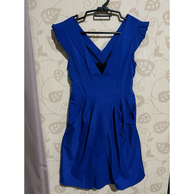 Dress Wanita Bahan Siffon Warna Biru Elektrik