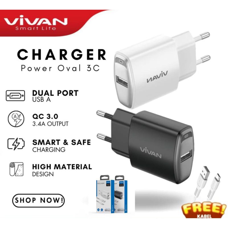 Charger Type-C Vivan Power Oval 3C 3,4A