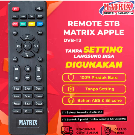 REMOTE STB RECIEVER DVB-T2 MATRIX APPLE HD MERAH murah