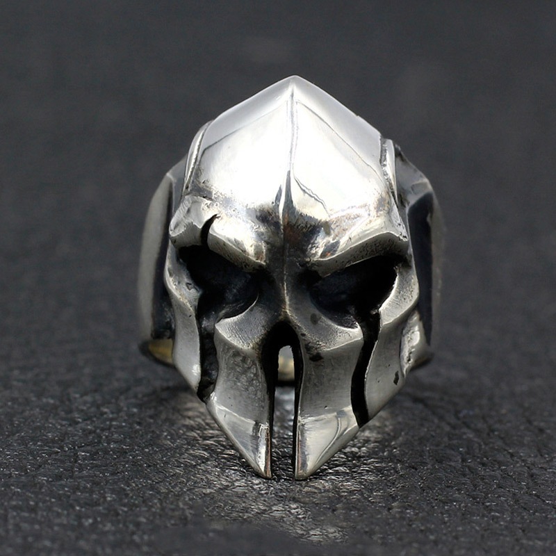 Cincin Spartan / Cincin Topeng Tengkorak Pria - Cincin Cowok Topeng Helm Spartan / Spartan Head Ring