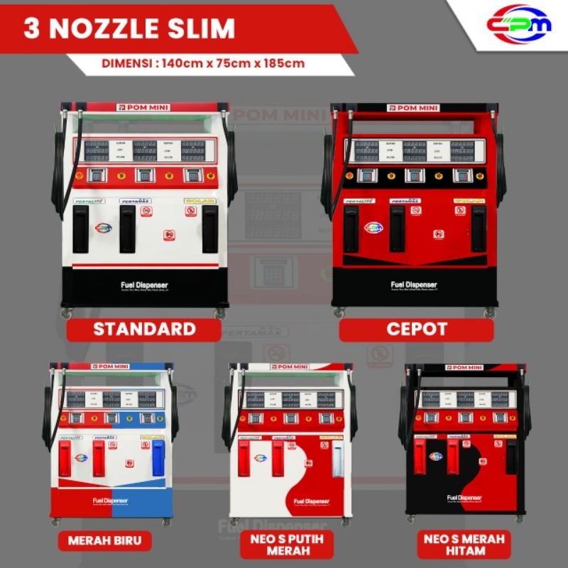 POM MINI - Pertamini Digital 3 Nozzle SLIM 2 x 100 + 210 Liter (Produk CPM)