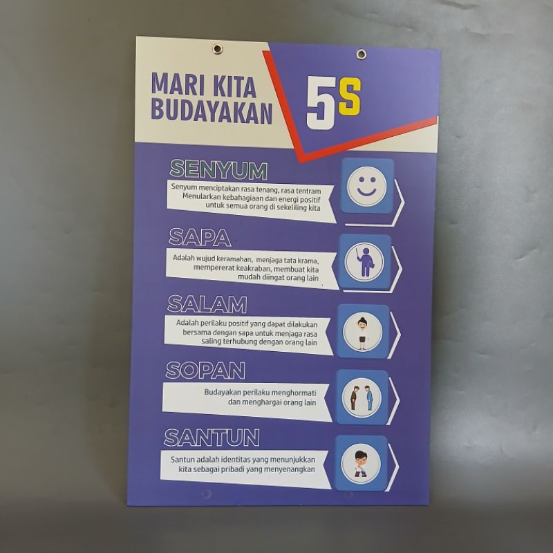 Hard Poster Budayakan 5S Kerja - Hard Poster Budayakan Senyum - Poster Salam Sapa