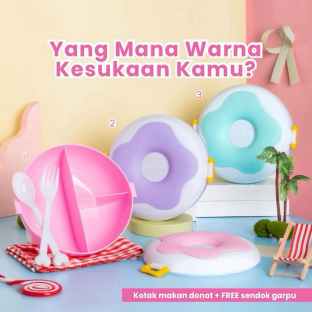 LUNCH BOX DONAT SEKAT 3 / Kotak Bekal / omprengan