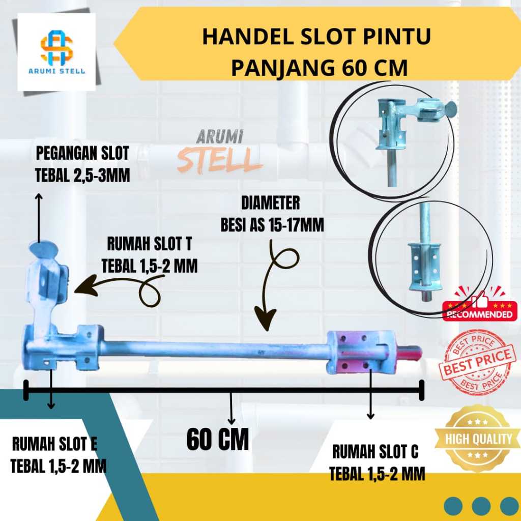 Slot Bawah  Panjang 60 Cm/ Grendel Pintu/ Slot Gebyog