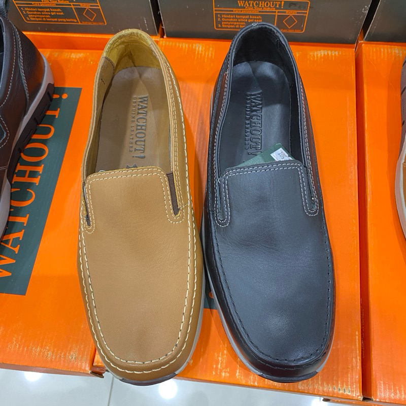 • WATCHOUT • sepatu moccasin kulit pria anti slip