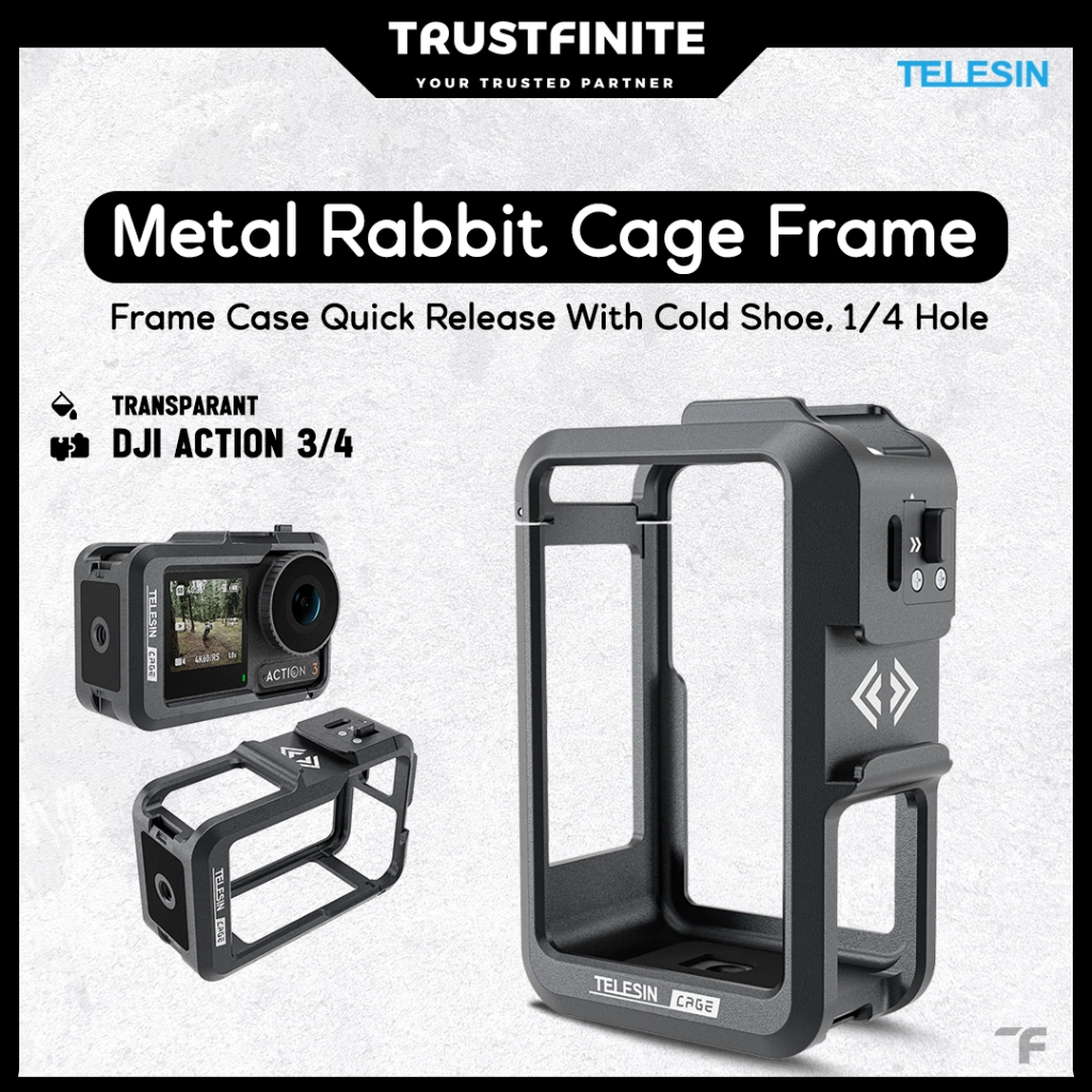 TELESIN Metal Rabbit Cage / Aluminium Frame Bumper Case DJI Action 5 Pro Action 4/3