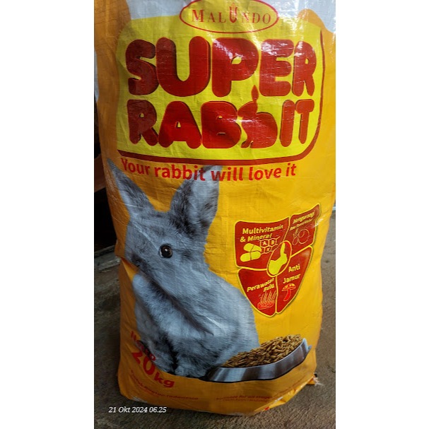MAKANAN - KELINCI HIAS PAKAN HEWAN PELIHARAAN PELET SUPER RABBIT ISI KEMASAN 20KG