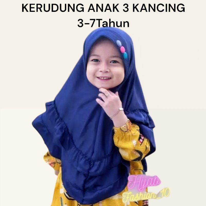 Kerudung Anak 3 Kancing Instant Premium 3-6 Tahun Terbaru | Jilbab Lucu Bayi Perempuan Sekolah Tk | 