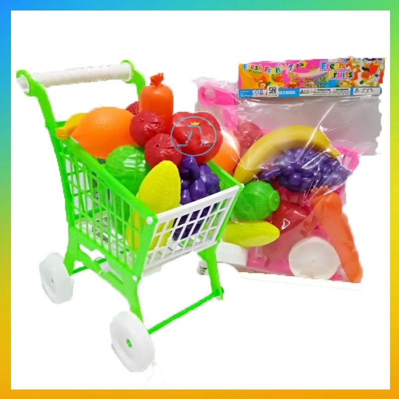 Mainan Anak Troli Buah Buahan - Troli Buah - Keranjang Buah