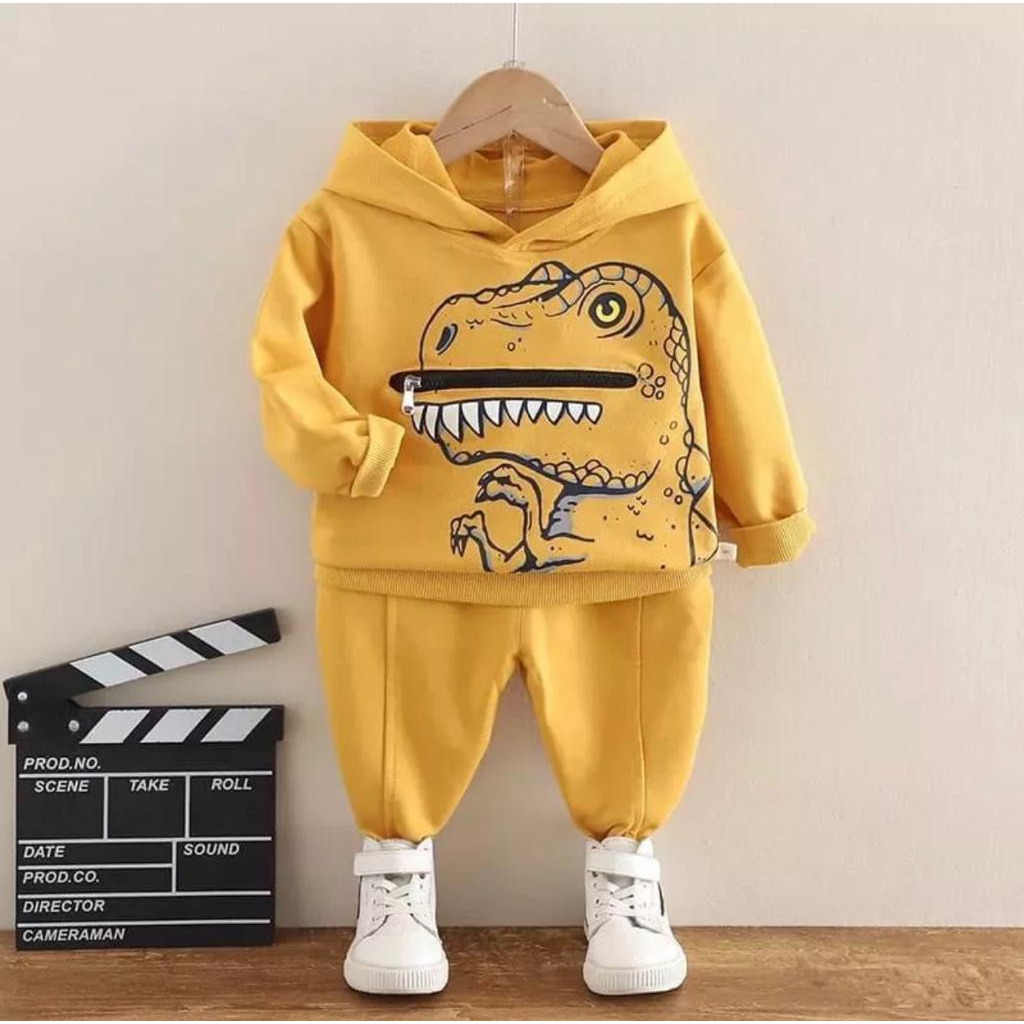 baju anak kekinian sweater hoodie t-rex setelan anak laki2 dan perempaun 1-6 tahun