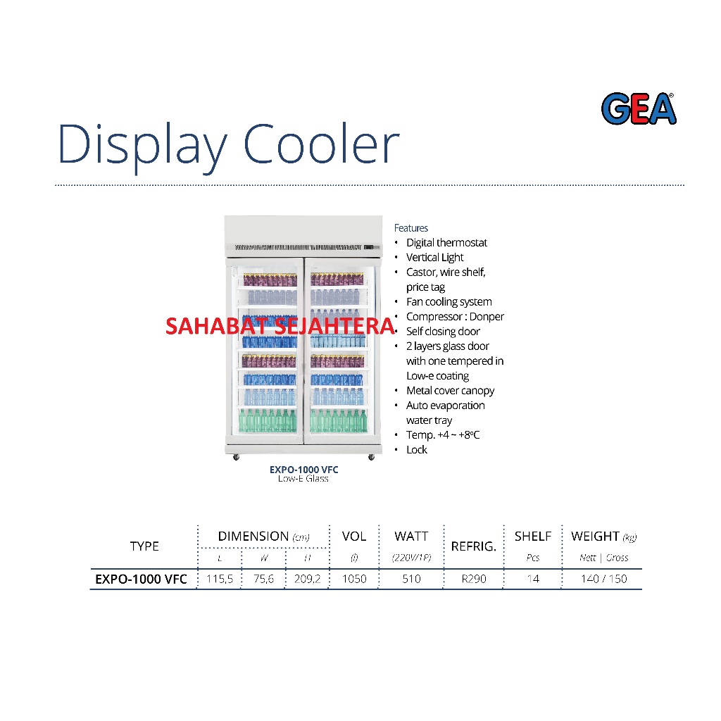 GEA Display Cooler EXPO-1000 VFC Kulkas Showcase 2 Pintu